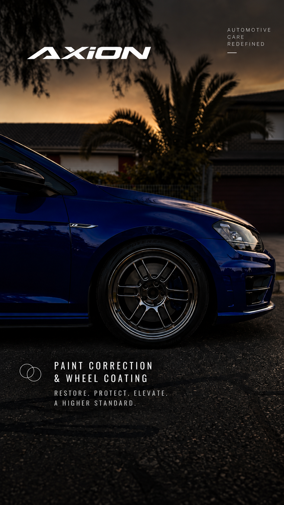 Blue performance vehicle prepared and protected by AXION